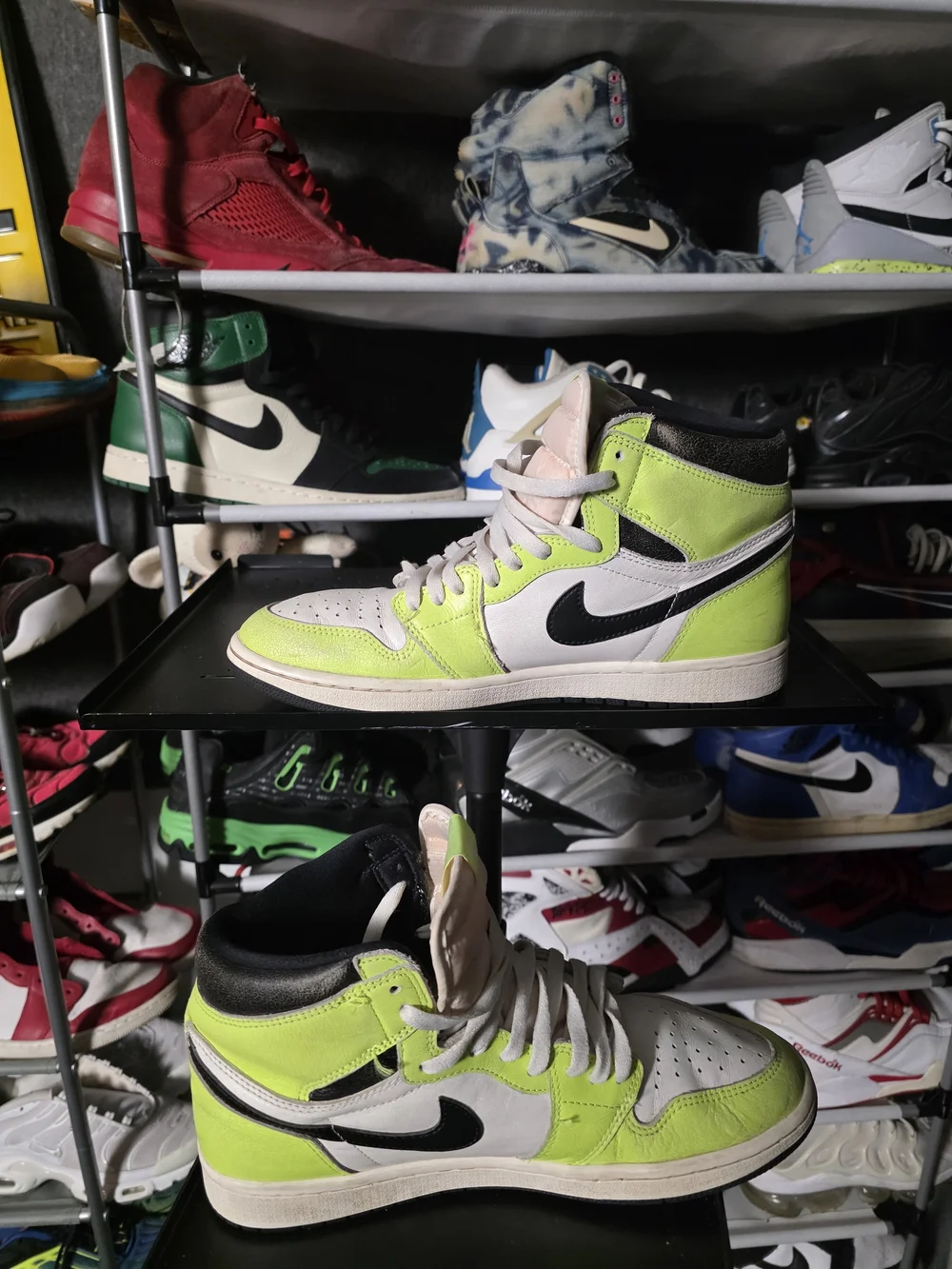 🔥 Nike Air Jordan 1 High Neon Green/Black/White Visionaire Men Size 10.5